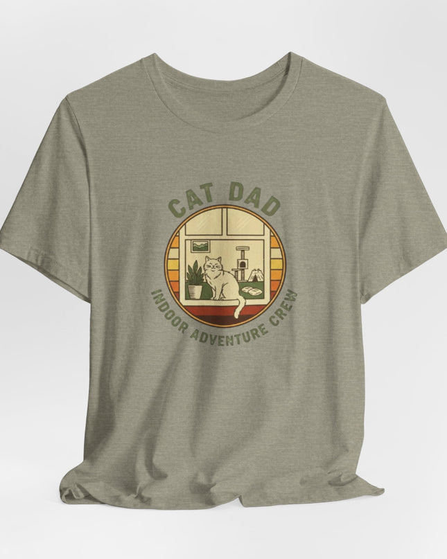 "Cat Dad Indoor Adventure Crew" Unisex Jersey Short Sleeve Tee