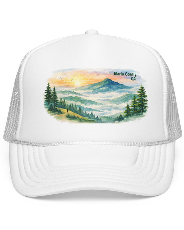 "Marin County, Where the Hills Meet the Sky" Foam Trucker Hat