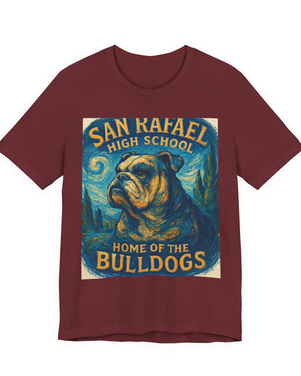 "San Rafael High School Home of the Bulldogs Vincent Van Gogh Style" Unisex Jersey Short Sleeve Tee