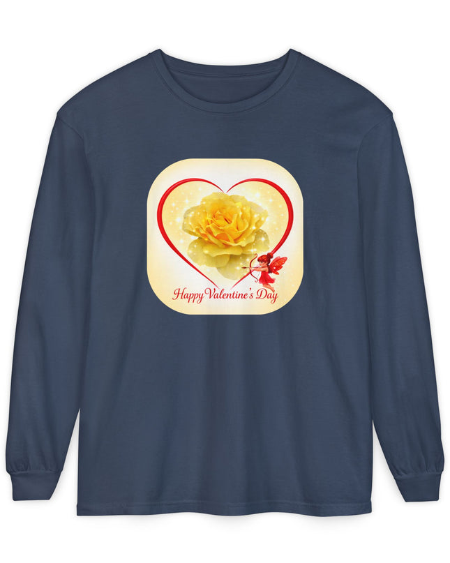 "Happy Valentine's Day" Unisex Garment-dyed Long Sleeve T-Shirt
