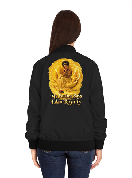 "My Father Says I'm Royalty" Women's Bomber Jacket (AOP)