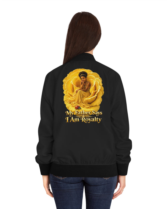 "My Father Says I'm Royalty" Women's Bomber Jacket (AOP)