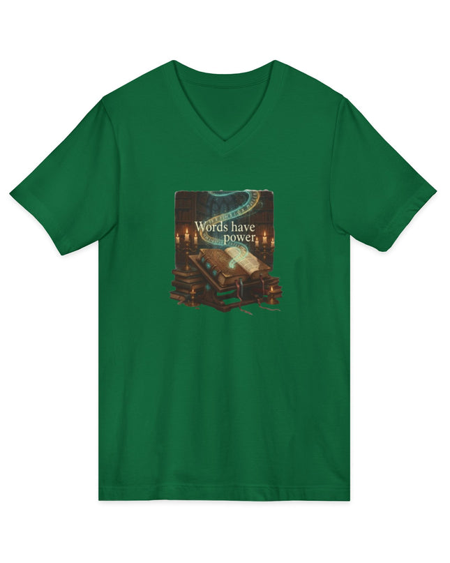 "Words Have Power" Unisex Jersey Short Sleeve V-Neck Tee