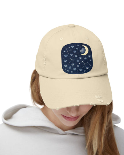 "Dog in the constellations" Unisex Distressed Cap