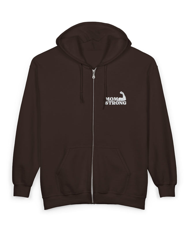 "Mom Strong (White embroidery)" Unisex Heavy Blend Full Zip Hooded Sweatshirt