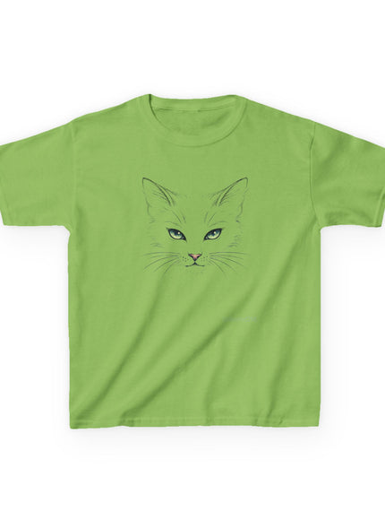 "Cat Face Sketch" Kids Heavy Cotton Tee