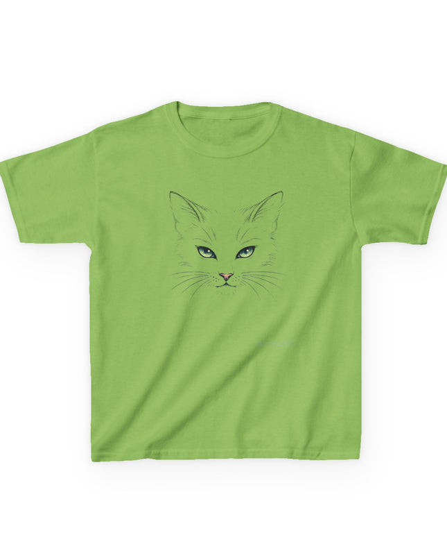 "Cat Face Sketch" Kids Heavy Cotton Tee