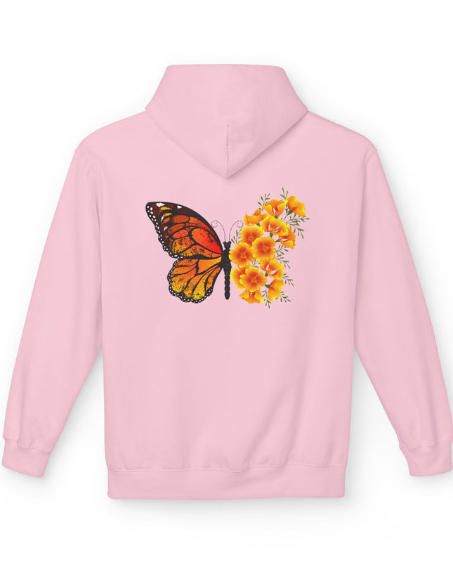 "Butterfly Poppies" (Ink front and back) Unisex Midweight Softstyle Fleece Hoodie