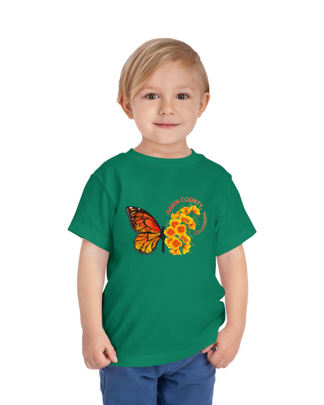 "Butterflies and Poppies Marin County, California" Toddler Short Sleeve Tee