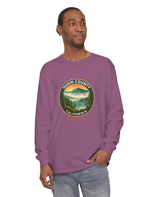 "Marin County, Above the Fog" Unisex Garment-dyed Long Sleeve T-Shirt