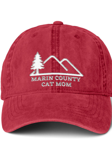 "Marin County Cat Mom" Women's Pigment-Dyed Cap with Fashion Undervisor (Embroidery)