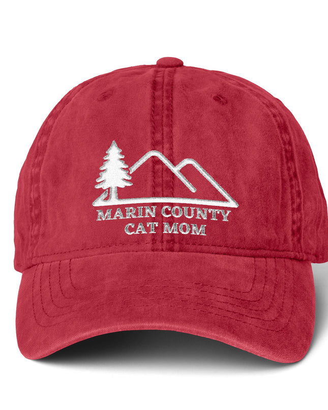 "Marin County Cat Mom" Women's Pigment-Dyed Cap with Fashion Undervisor (Embroidery)