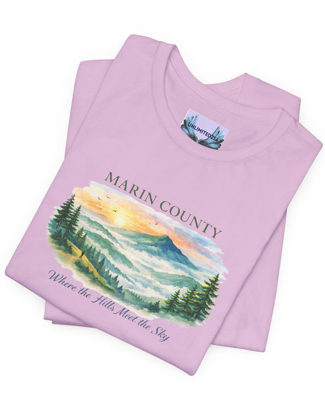 "Marin County, Where the Hills Meet the Sky" Unisex Jersey Short Sleeve Tee
