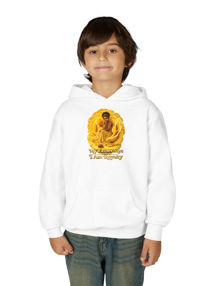"My Father Says I am Royalty" Youth Heavy Blend Hooded Sweatshirt