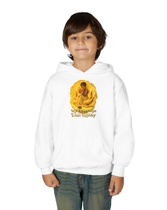 "My Father Says I am Royalty" Youth Heavy Blend Hooded Sweatshirt
