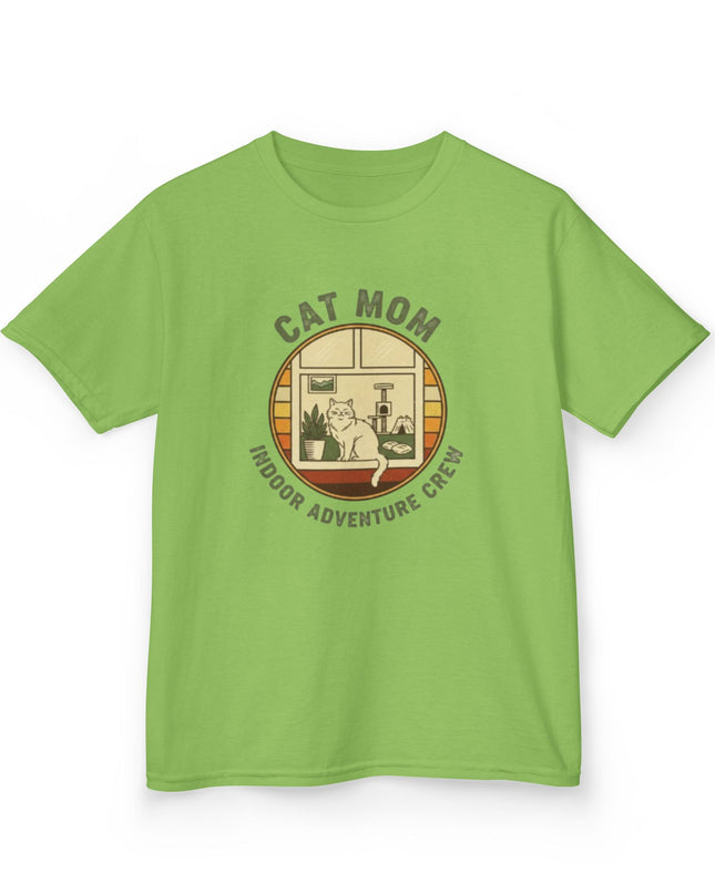 "Cat Mom Indoor Adventure Crew" Kids Heavy Cotton Tee