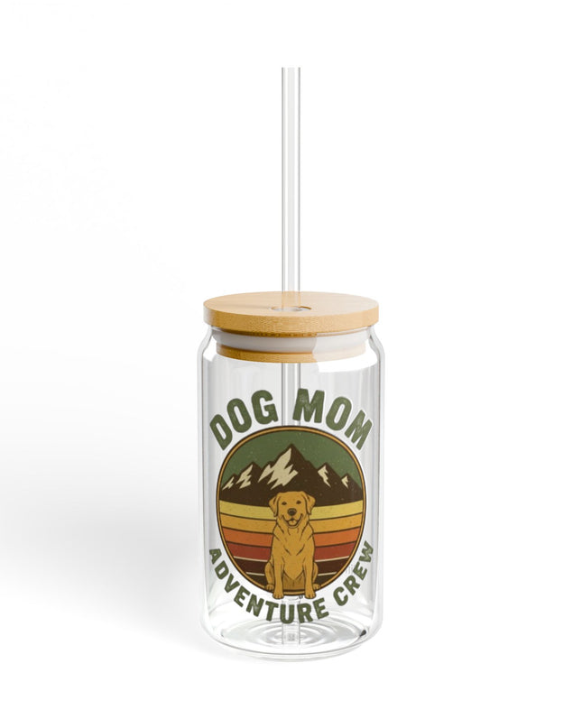 "Dog Mom - Adventure Crew" Sipper Glass, 16oz