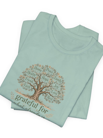 "Grateful For What Already Is" Unisex Jersey Short Sleeve Tee