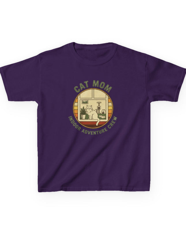 "Cat Mom Indoor Adventure Crew" Kids Heavy Cotton Tee