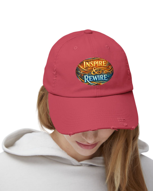 "Inspire and Rewire" Unisex Distressed Cap