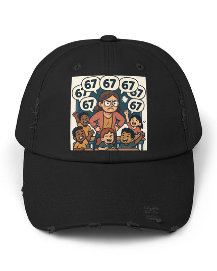 "67 with a Frustrated Elementary Teacher"- Unisex Distressed Cap