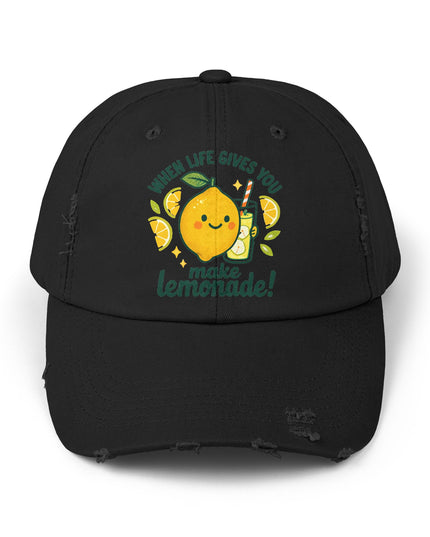 "When life gives you lemons, make lemonade" Unisex Distressed Cap