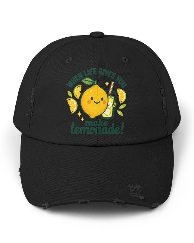 "When life gives you lemons, make lemonade" Unisex Distressed Cap