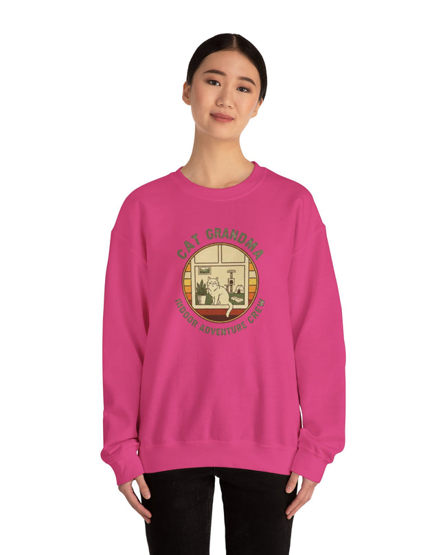 "Cat Grandma Indoor Adventure Crew" Unisex Adult Crewneck Sweatshirt