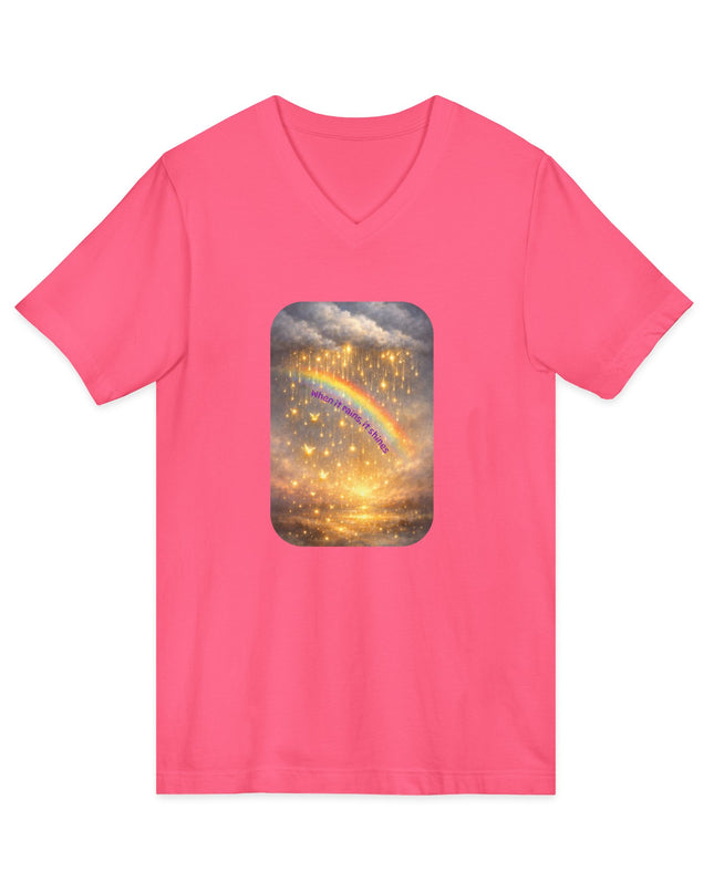 "When It Rains, It Shines" Unisex Jersey Short Sleeve V-Neck Tee