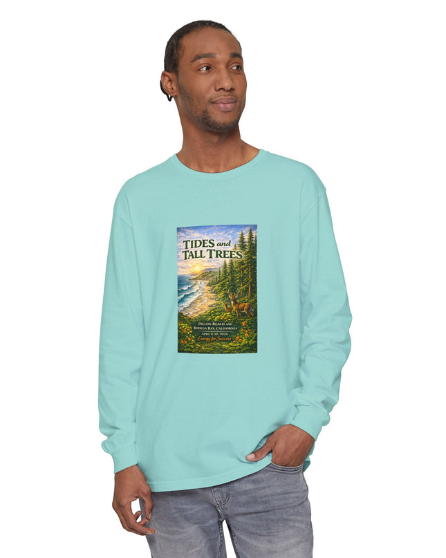 "Tides and Tall Trees" Unisex Garment-dyed Long Sleeve T-Shirt
