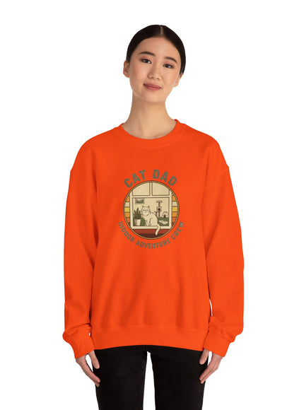 "Cat Dad Indoor Adventure Crew" Unisex Adult Sweatshirt