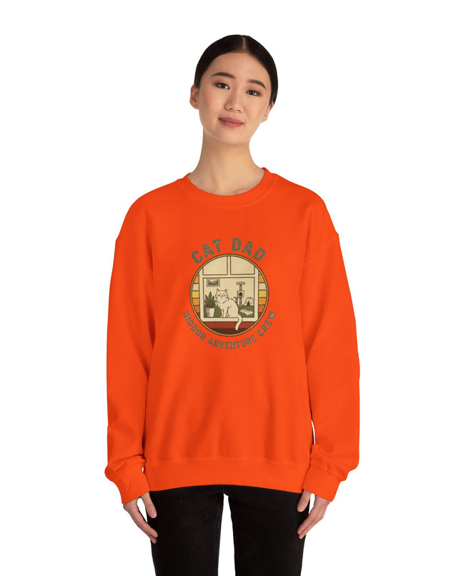 "Cat Dad Indoor Adventure Crew" Unisex Adult Sweatshirt