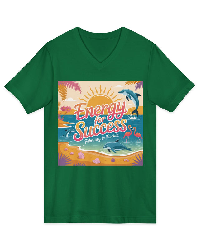 "February in Florida, Energy for Success" Ladies' V-Neck T-Shirt