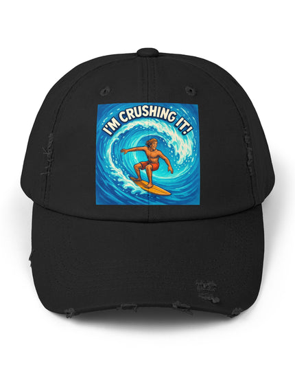 "I'm crushing it!" Unisex Distressed Cap