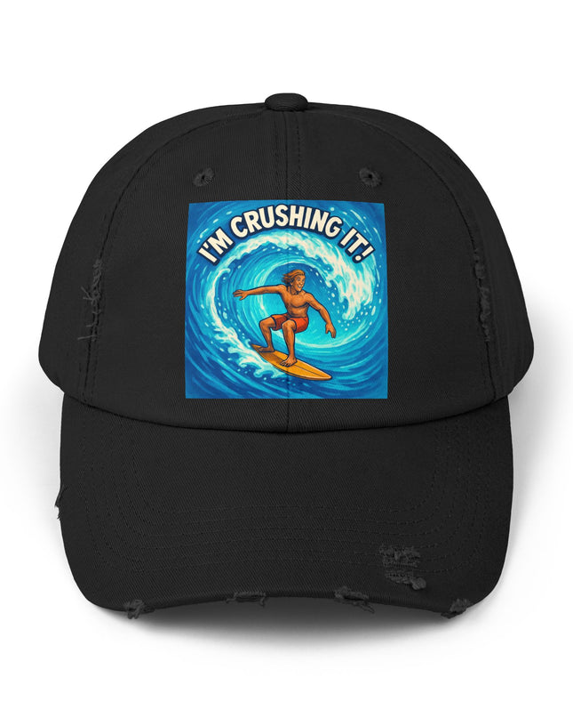 "I'm crushing it!" Unisex Distressed Cap