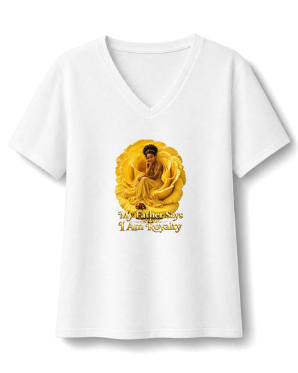 "My Father Says I am Royalty" Women's Relaxed Jersey Short Sleeve V-Neck Tee