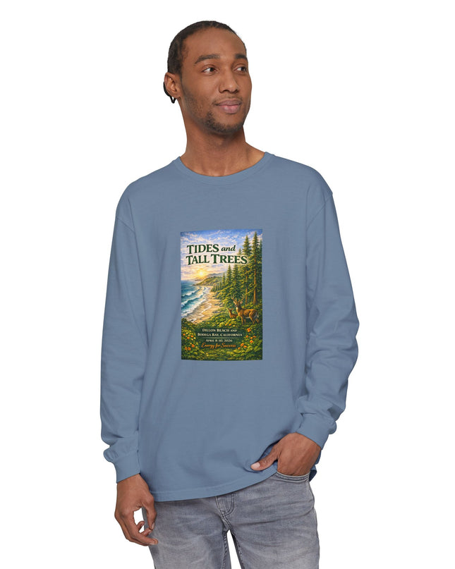 "Tides and Tall Trees" Unisex Garment-dyed Long Sleeve T-Shirt