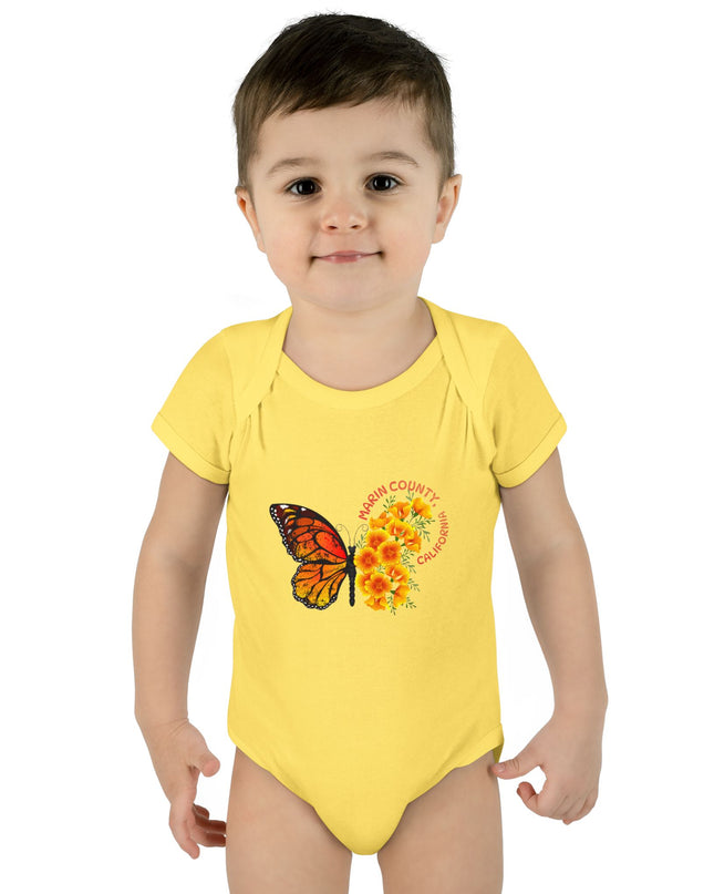 "Butterflies and Poppies Marin County, California" Infant Baby Rib Bodysuit