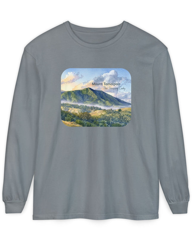 "Mount Tamalpais, the Sleeping Lady" Unisex Garment-dyed Long Sleeve T-Shirt
