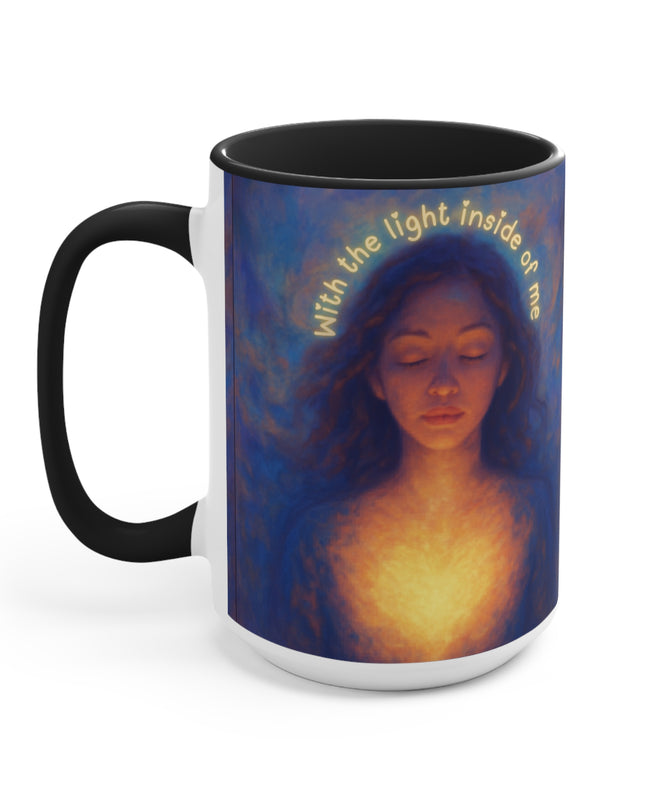 "With the Light Inside of Me" Accent Mugs
