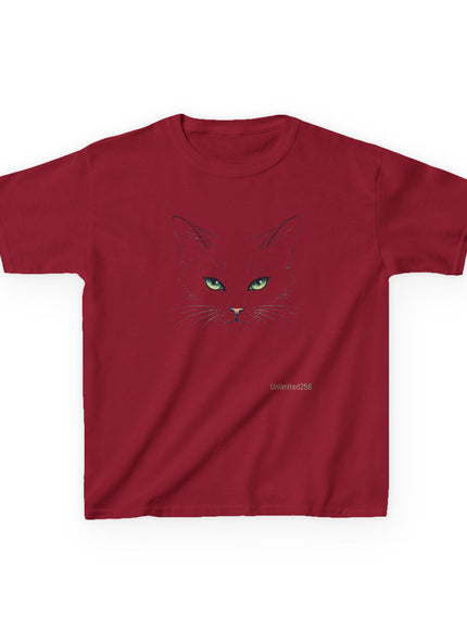 "Cat Face Sketch" Kids Heavy Cotton Tee