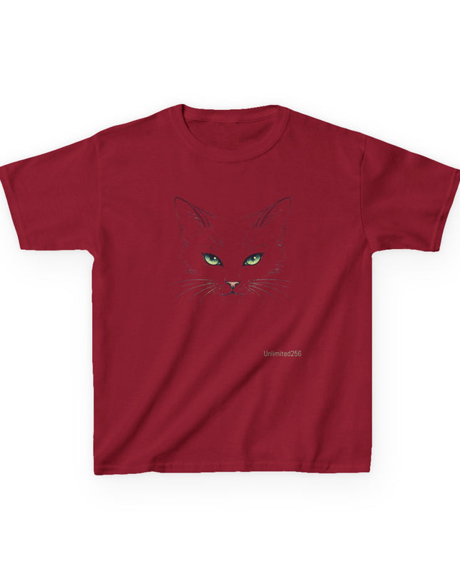 "Cat Face Sketch" Kids Heavy Cotton Tee