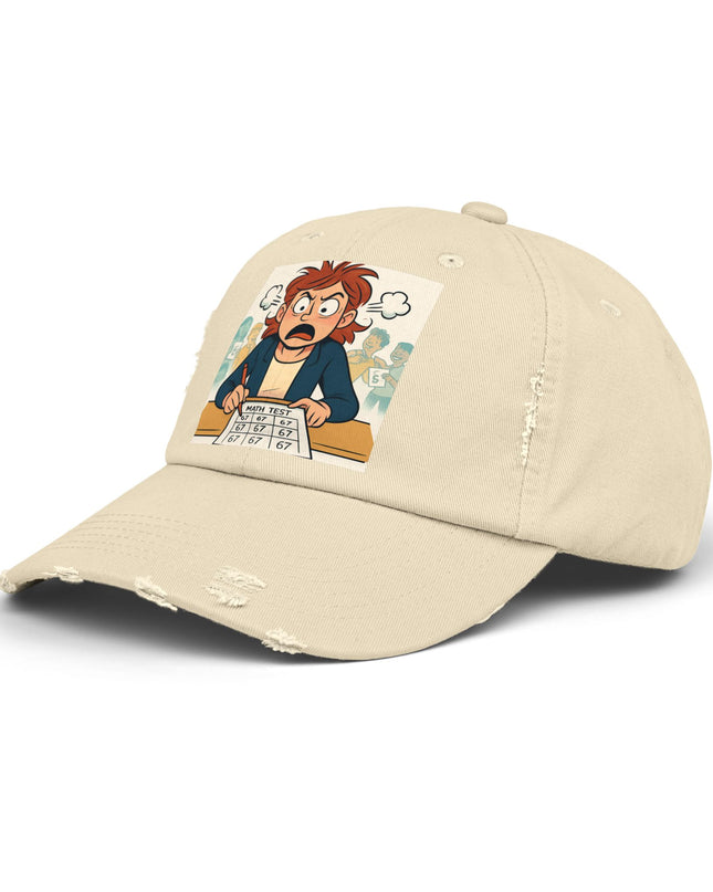 "67 with a Frustrated Math Teacher" - Unisex Distressed Cap