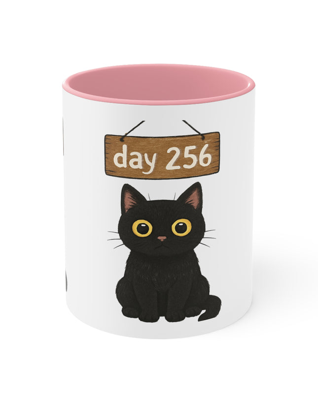 "Day 256 Not Blinking Black Cat" Accent Mug