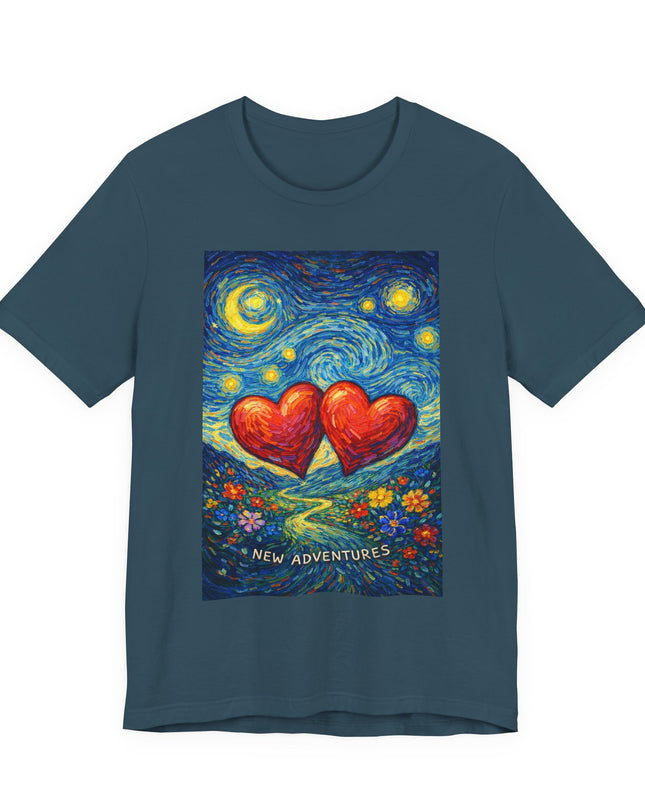 "Valentine's Day, New Adventures - Vincent Van Gogh Style" Unisex Jersey Short Sleeve Tee