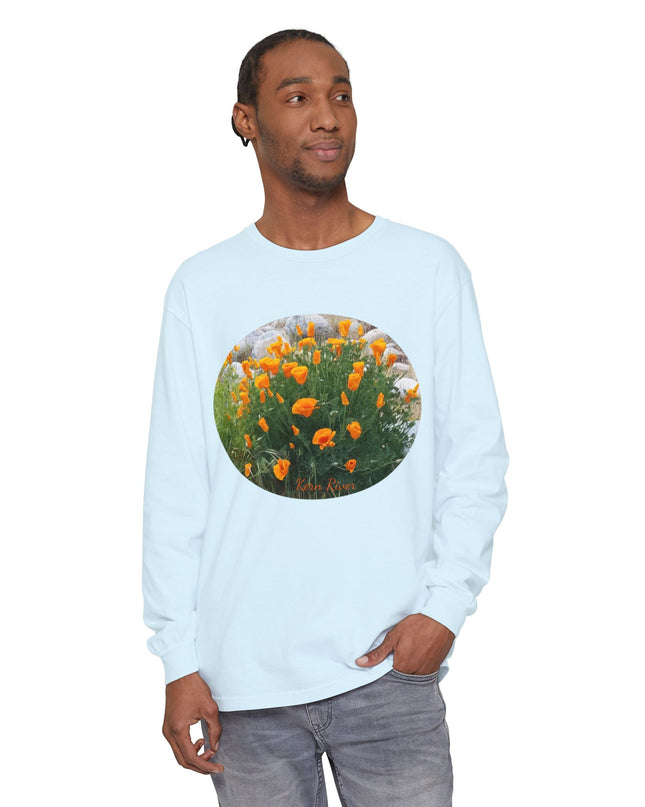 "California Poppies" Unisex Garment-dyed Long Sleeve T-Shirt