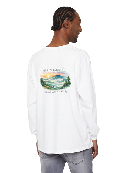 "Marin County, Where the Hills Meet the Sky" Unisex Garment-dyed Long Sleeve T-Shirt