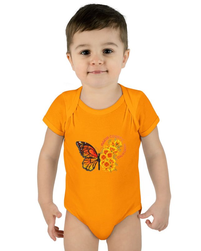 "Butterflies and Poppies Marin County, California" Infant Baby Rib Bodysuit