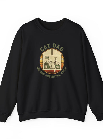 "Cat Dad Indoor Adventure Crew" Unisex Adult Sweatshirt