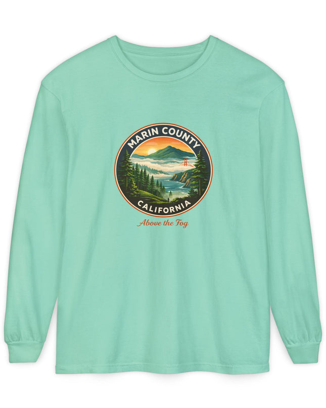"Marin County, Above the Fog" Unisex Garment-dyed Long Sleeve T-Shirt